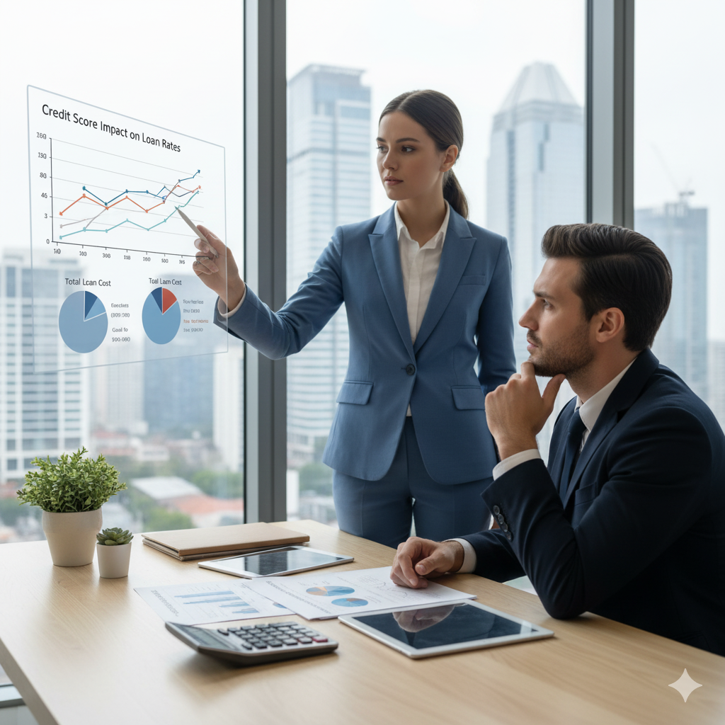  financial advisor pointing to charts